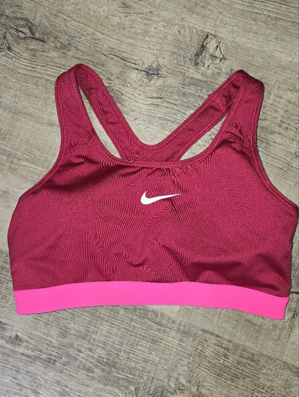 Nike Dri-FIT Sports Bra Womens Large Pink Red Racerback Padded Medium Support